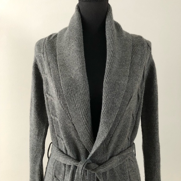 Women’s Vintage B.U.M. Equipment Gray Long Belted Cardigan size M - Picture 2 of 11